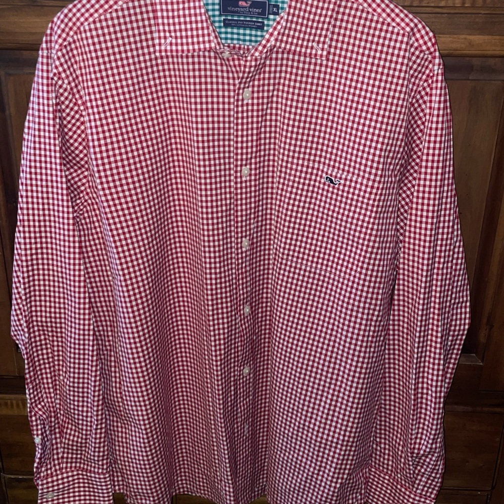 Vineyard Vines Green and Red Gingham Shirt